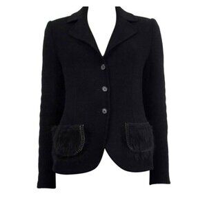 Prada F/W 2006 Fur pockets Black Virgin Wool Jacket Blazer Size IT46 US1…